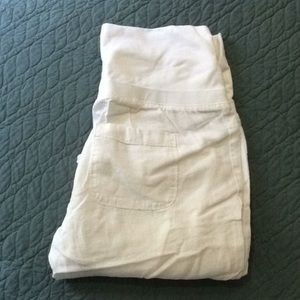 White linen maternity pants